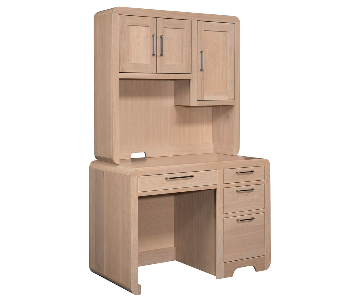 Europa Single Pedestal Desk With Hutch