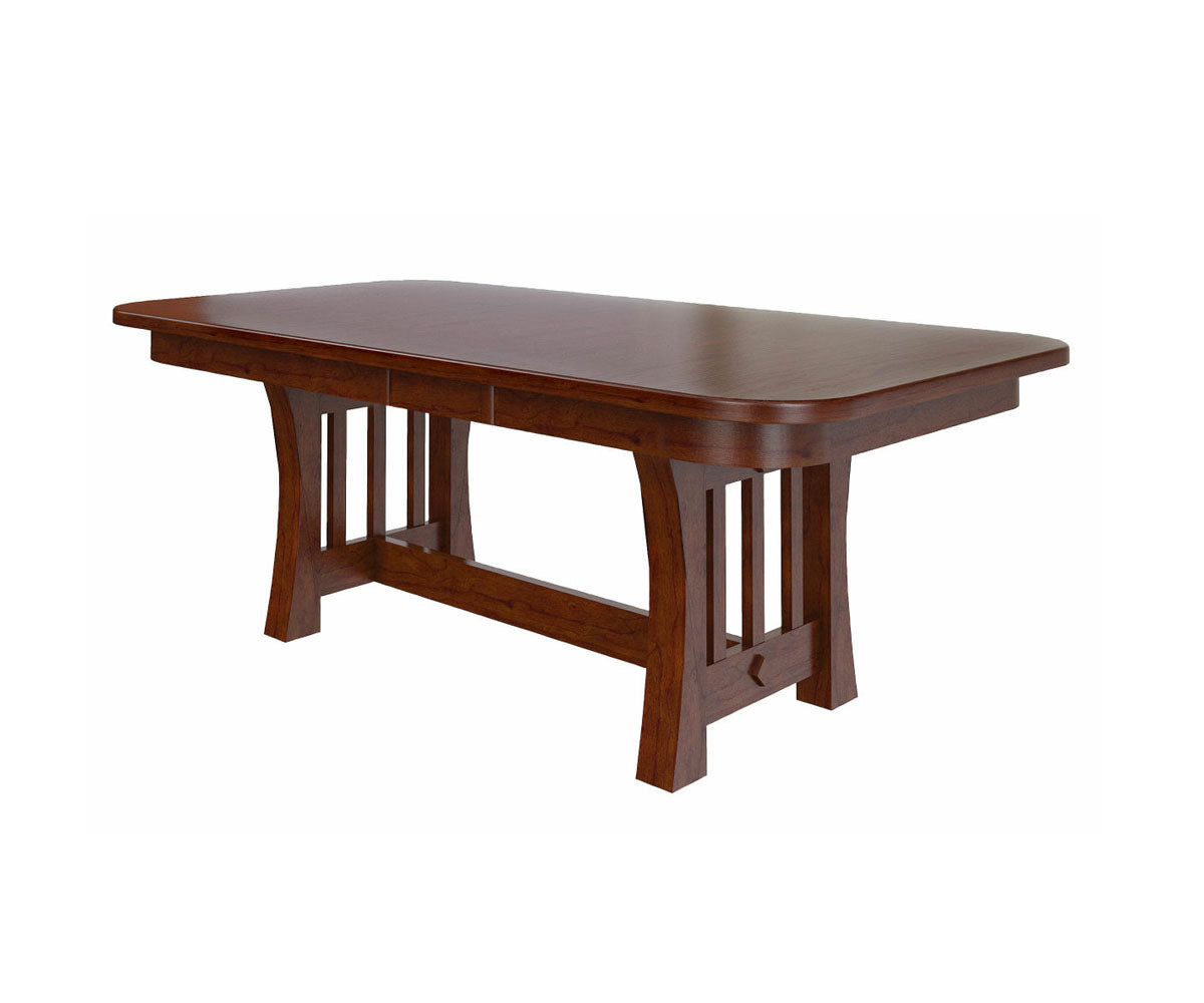 Hermie's Curved Mission Double Pedestal Table - Amish Handcrafted Solid Wood