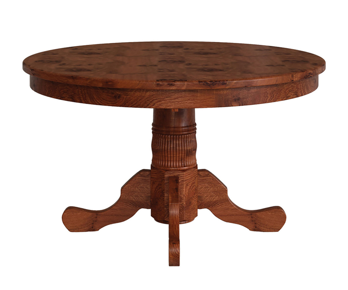 Hermie's Traditional Reeded Single Pedestal Table - Amish Handcrafted Solid Wood