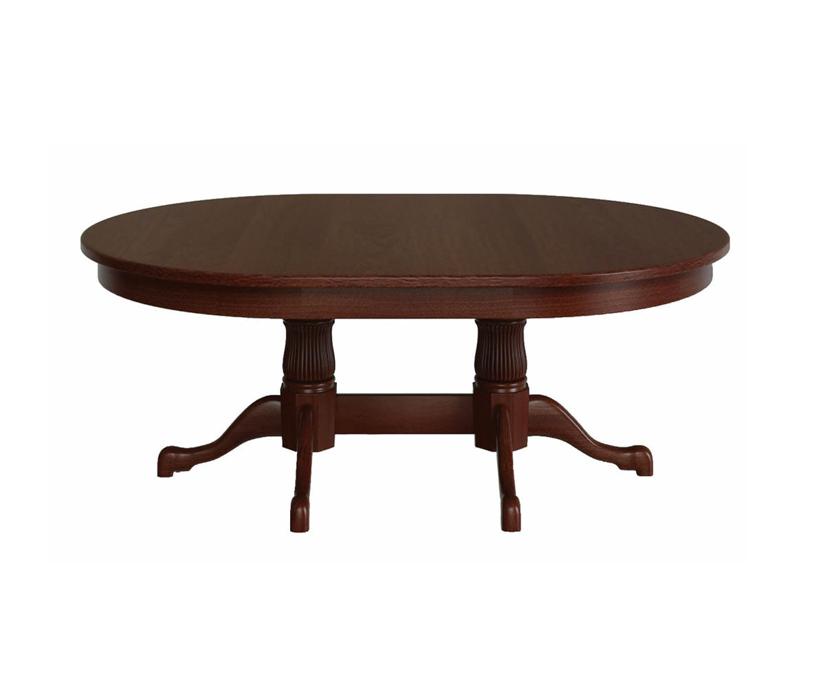 Hermie's Reeded Tulip Double Pedestal Table - Amish Handcrafted Solid Wood