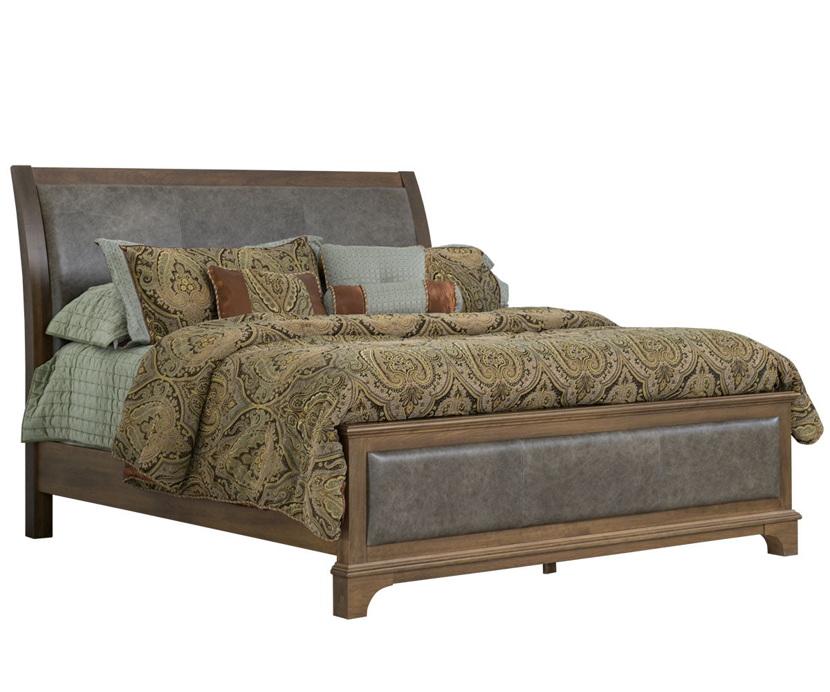 Millcraft Camden Leather Upholstered Bed - Amish Handcrafted Solid Wood