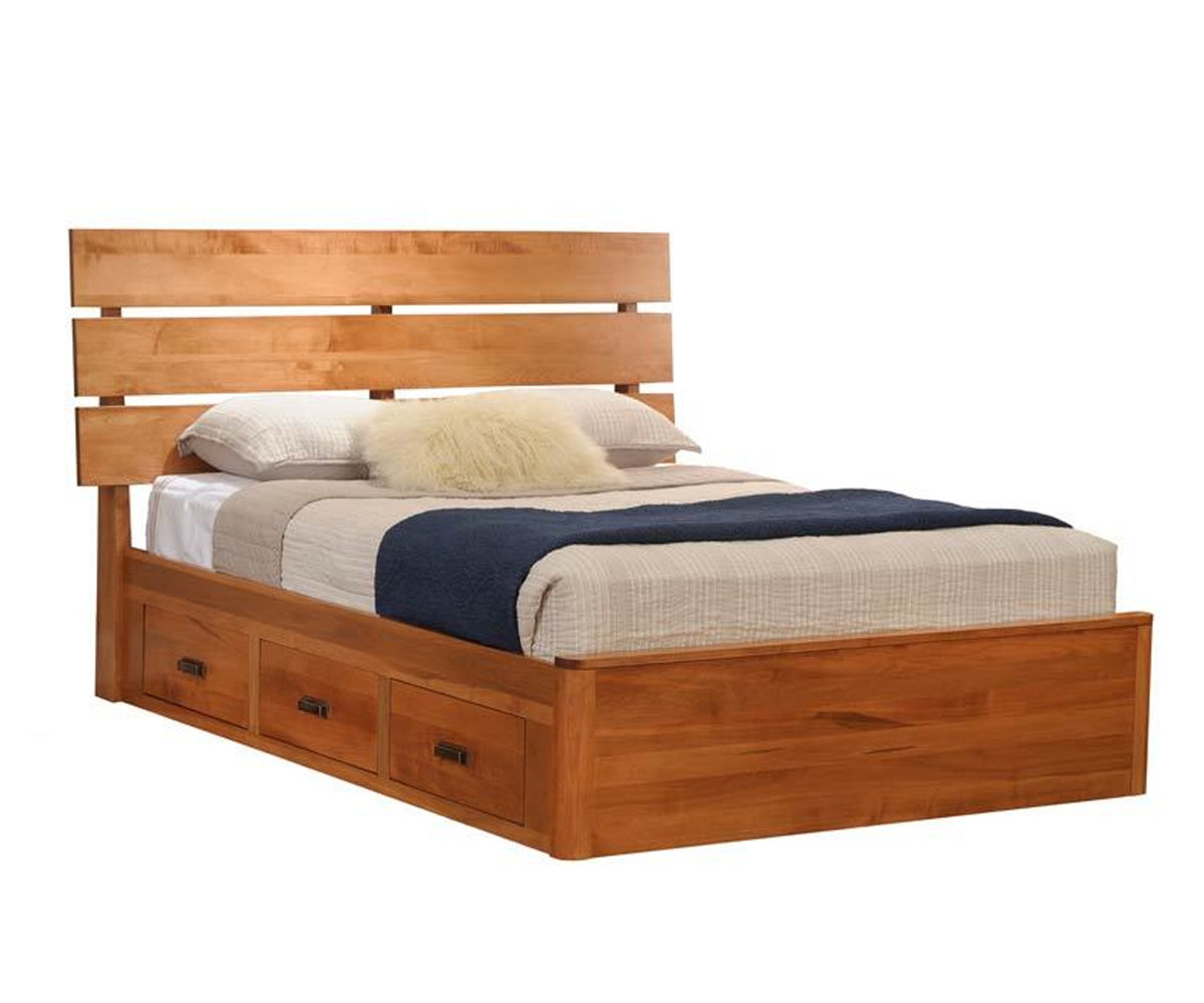 Millcraft Galaxy Slat Bed W/ Drawer Units To The Floor - Amish Handcrafted Solid Wood