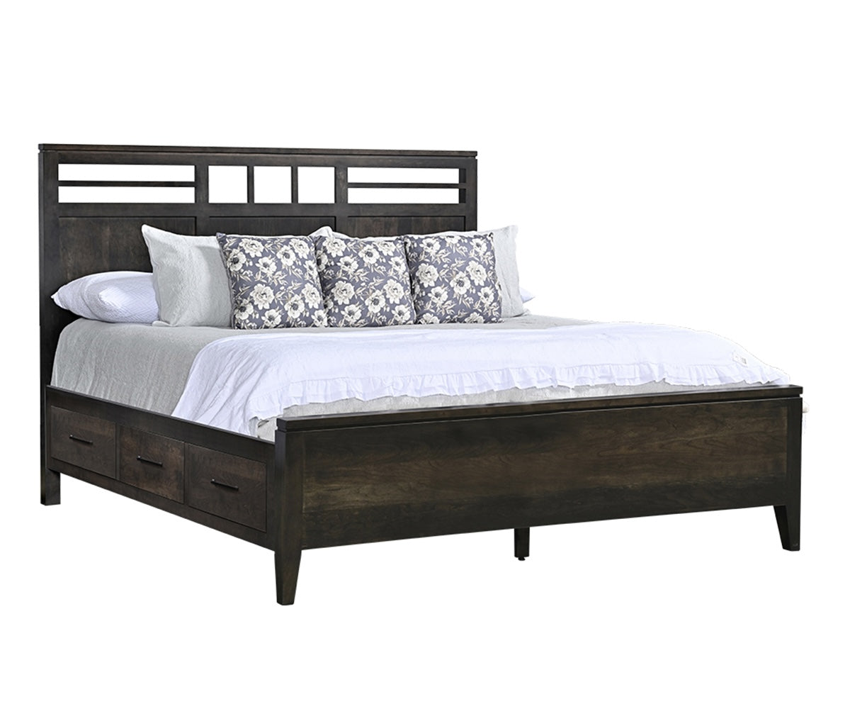 Millcraft Oslo Panel Bed With Drawer Units Raised 6'' - Amish Handcrafted Solid Wood