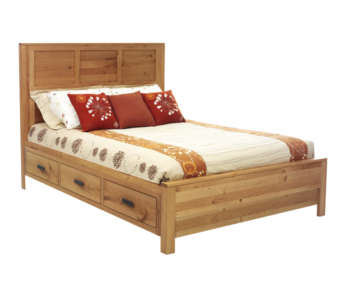 Millcraft Lynnwood Platform Bed With Drawer Units (Drawer Units Raised 6'') - Amish Handcrafted Solid Wood