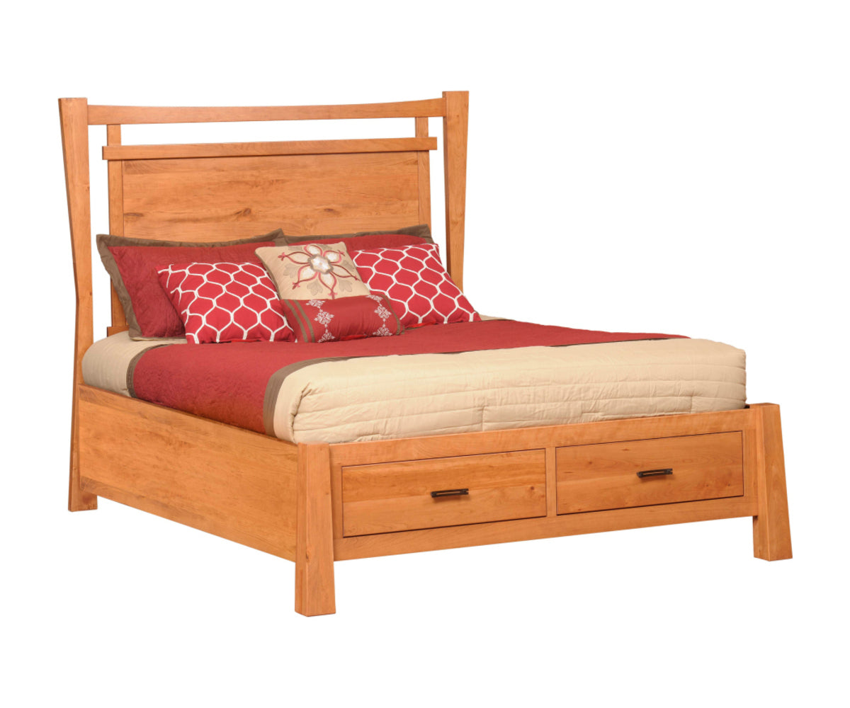 Millcraft Catalina Panel Bed W/ FB Drawers - Amish Handcrafted Solid Wood