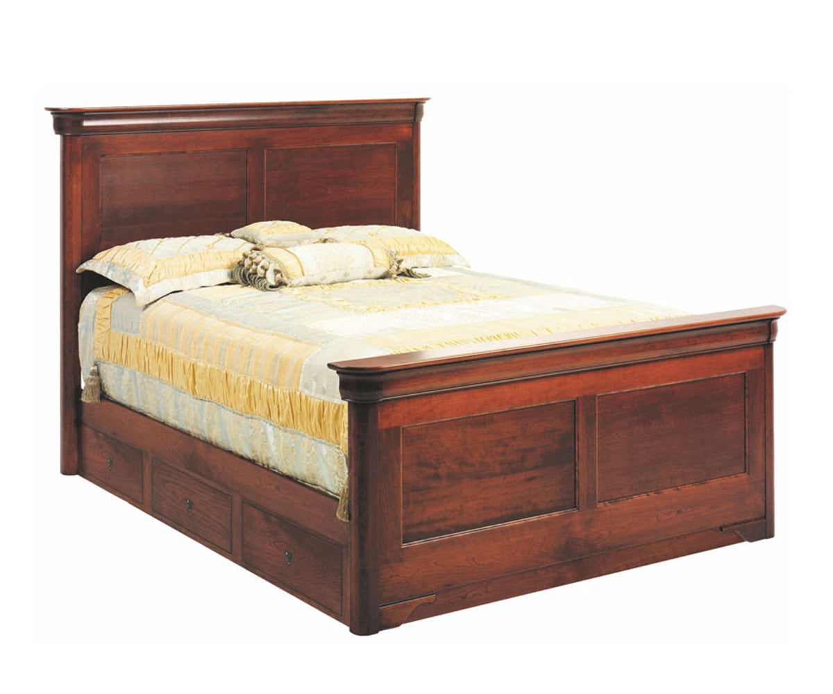 Millcraft Versailles Panel Bed With Drawer Units to Floor - Amish Handcrafted Solid Wood