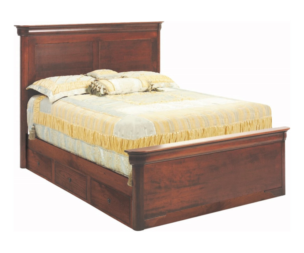 Millcraft Versailles Panel Bed With Drawer Units to Floor (Short Footboard) - Amish Handcrafted Solid Wood