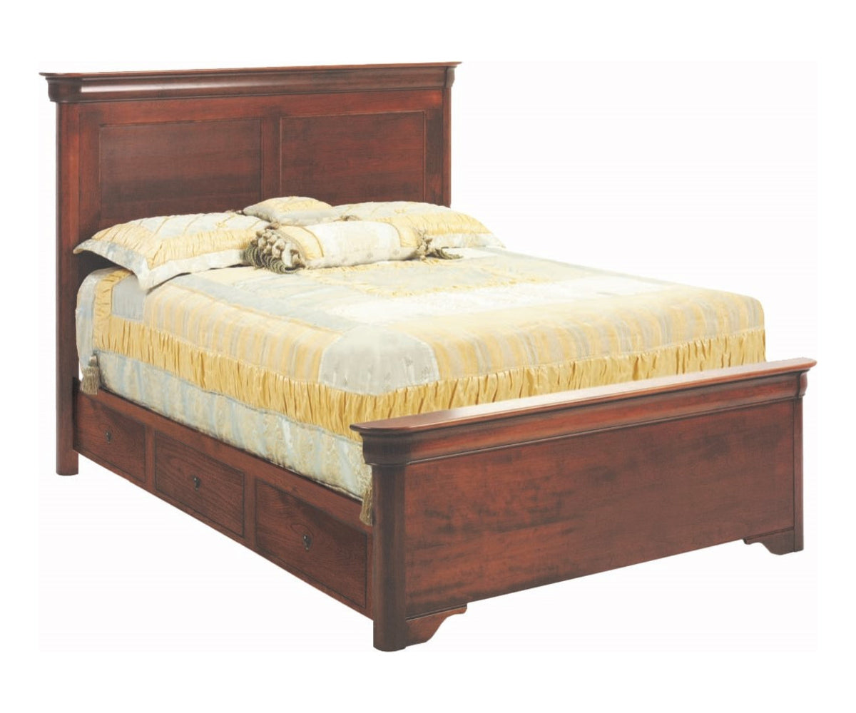 Millcraft Versailles Panel Bed With Drawer Units Raised 2'' (Short Footboard) - Amish Handcrafted Solid Wood