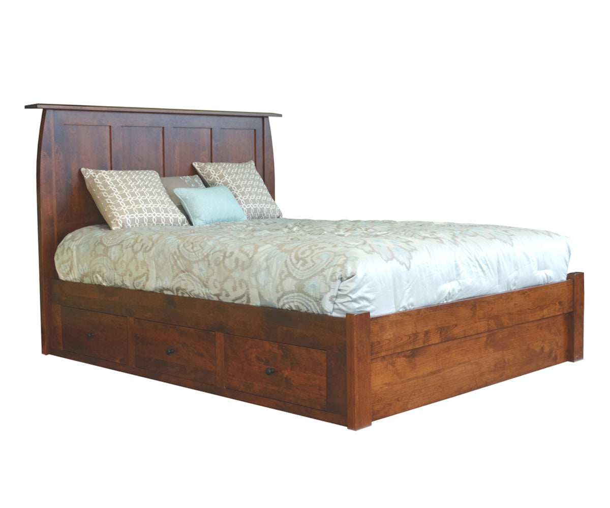 Millcraft Bordeaux Panel Bed With Drawer Units to Floor (16" Footboard) - Amish Handcrafted Solid Wood