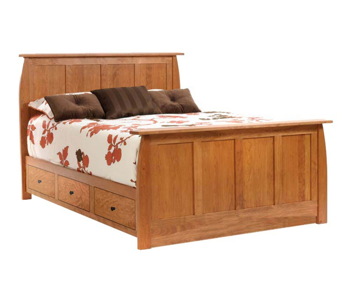 Millcraft Bordeaux Panel Bed W/ Drawer Units Raised 2'' (32''FB) - Amish Handcrafted Solid Wood