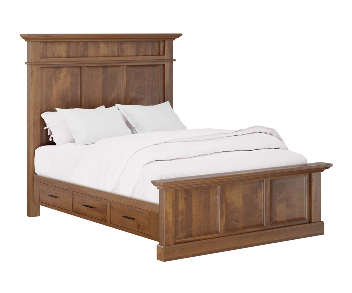 Millcraft Cades Cove Panel Bed With Drawer Units (Drawer Units Raised 6'') - Amish Handcrafted Solid Wood