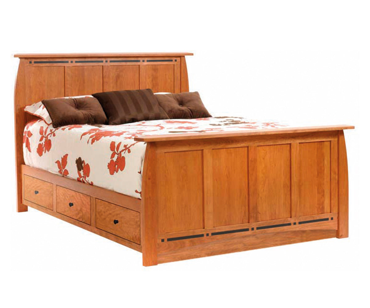 Millcraft Vineyard Panel Bed W/ Drawer Units Raised 2'' - Amish Handcrafted Solid Wood