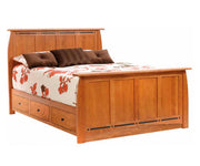 Millcraft Vineyard Panel Bed W/ Drawer Units Raised 2'' - Amish Handcrafted Solid Wood