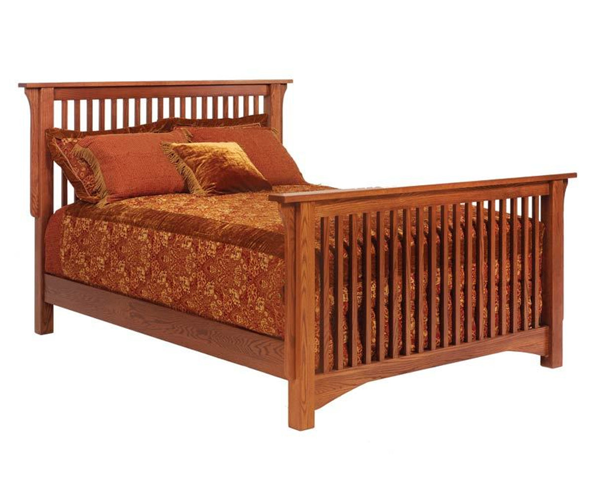 Millcraft Old English Mission Slat Bed - Amish Handcrafted Solid Wood