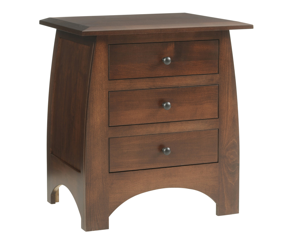Millcraft Bordeaux 3 Drawer Nightstand - Amish Handcrafted Solid Wood