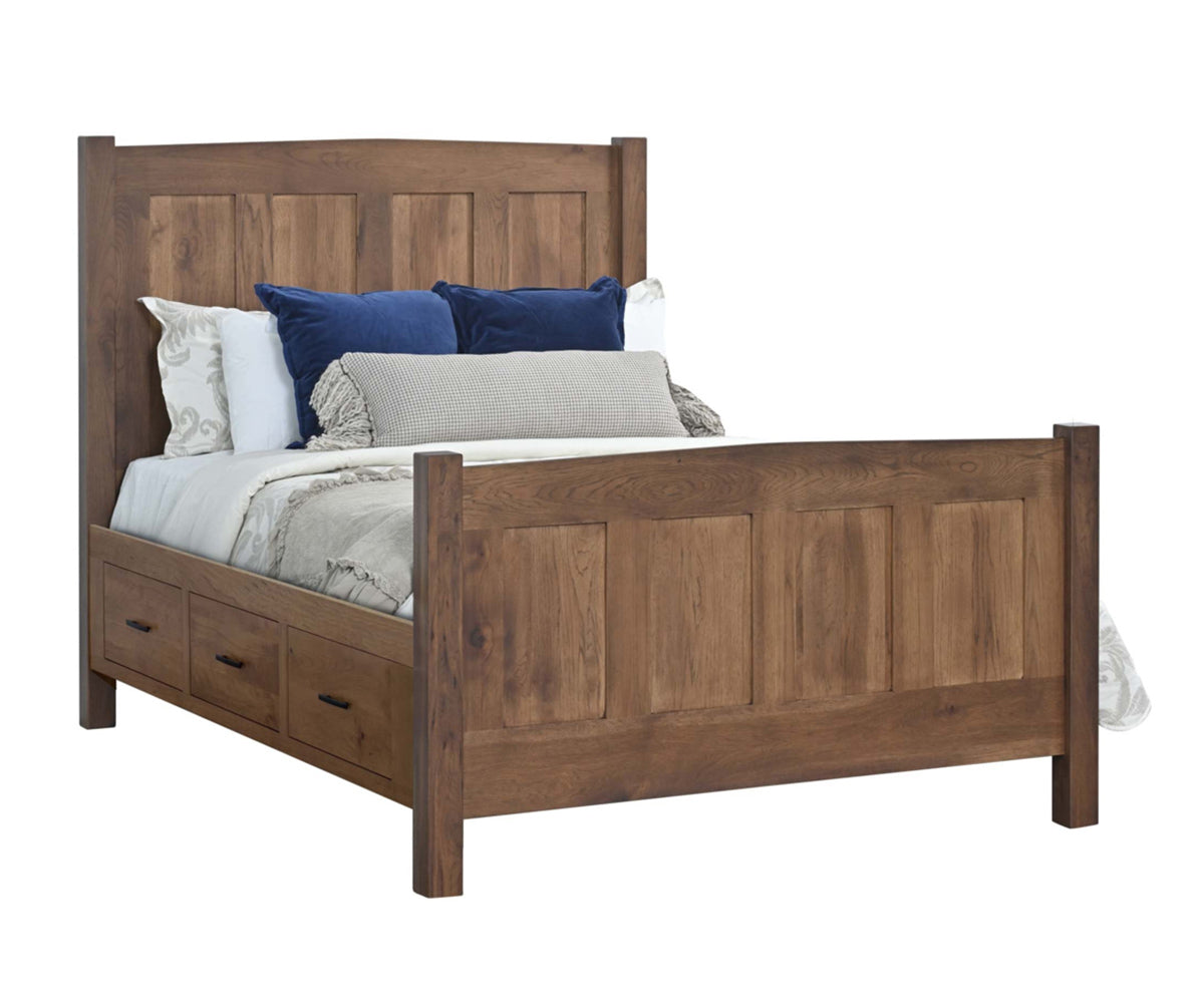 Millcraft Elizabeth Lockwood Panel Bed With Drawer Units (Drawer Units Raised 6'') - Amish Handcrafted Solid Wood