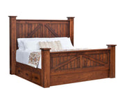 Millcraft Mountain Lodge Post Bed With Drawer Units - Amish Handcrafted Solid Wood