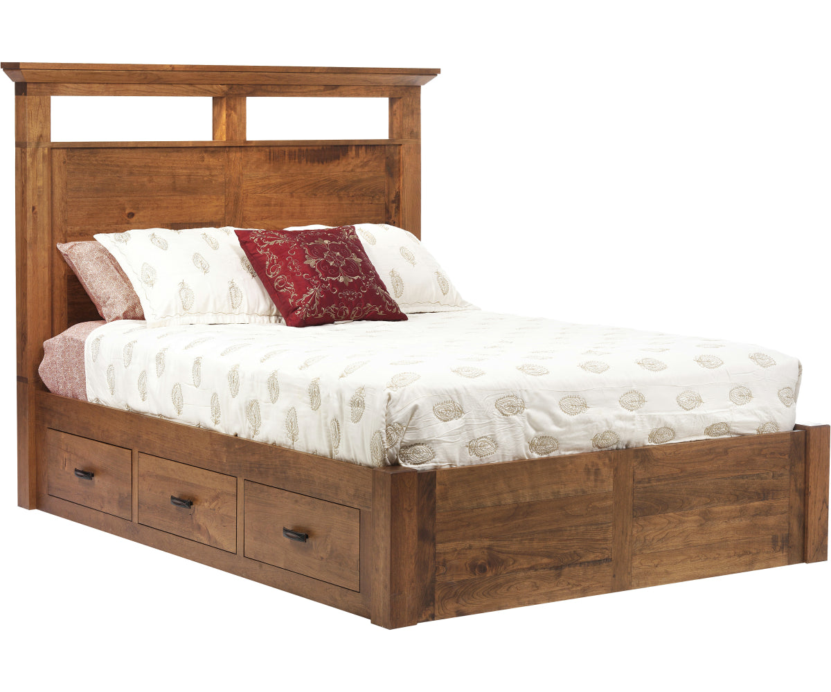 Millcraft Redmond Wellington Panel Bed W/ Drawer Units To The Floor - Amish Handcrafted Solid Wood