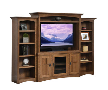 Liberty Mission Entertainment Center With Open Bookcases – 106½"W