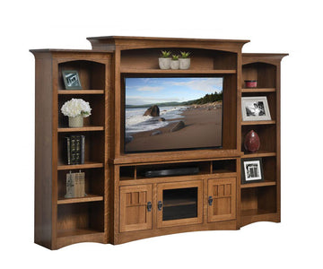 Liberty Mission Entertainment Center With Open Bookcases – 102"W