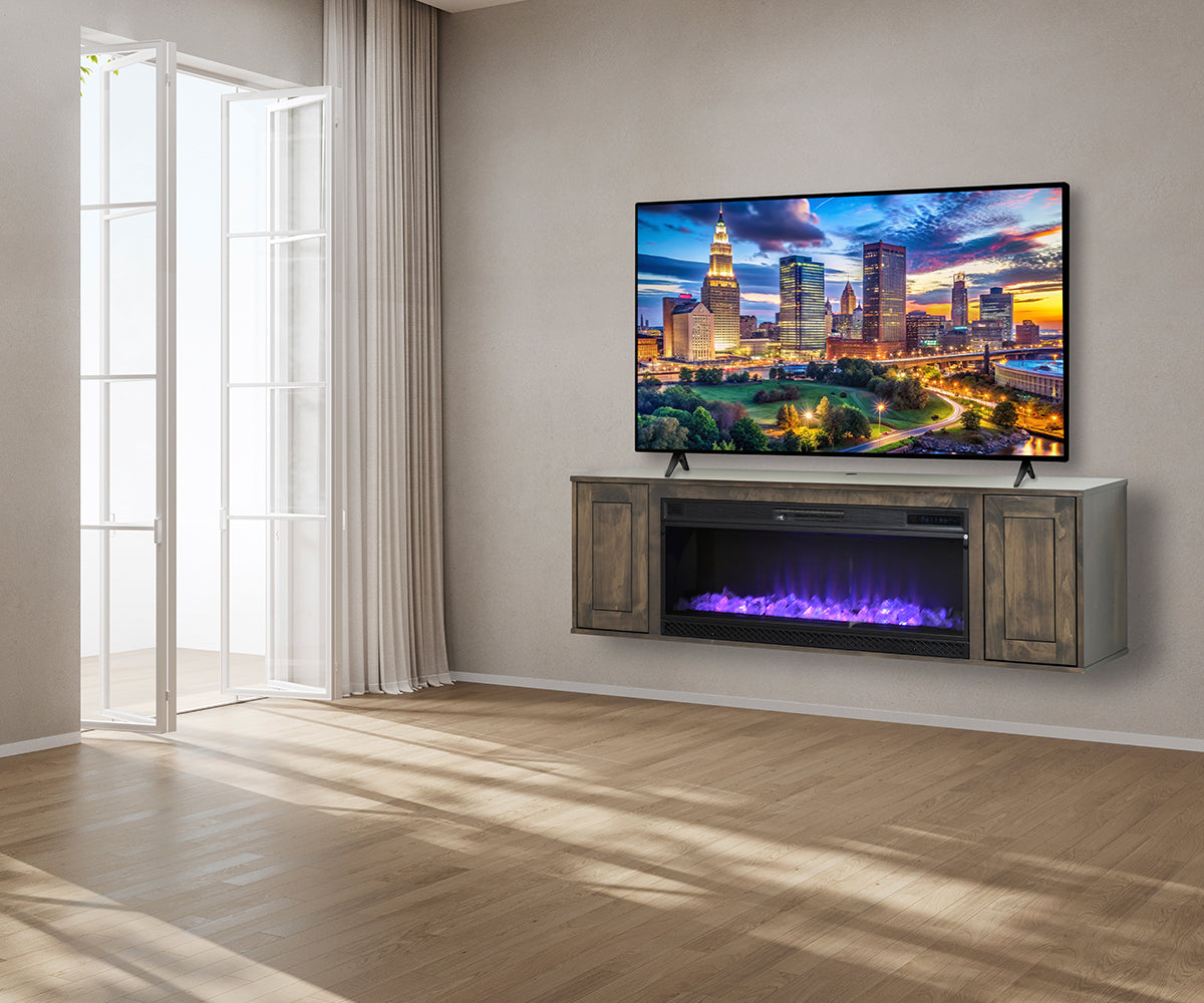 Abbie Floating TV Console With Firebox