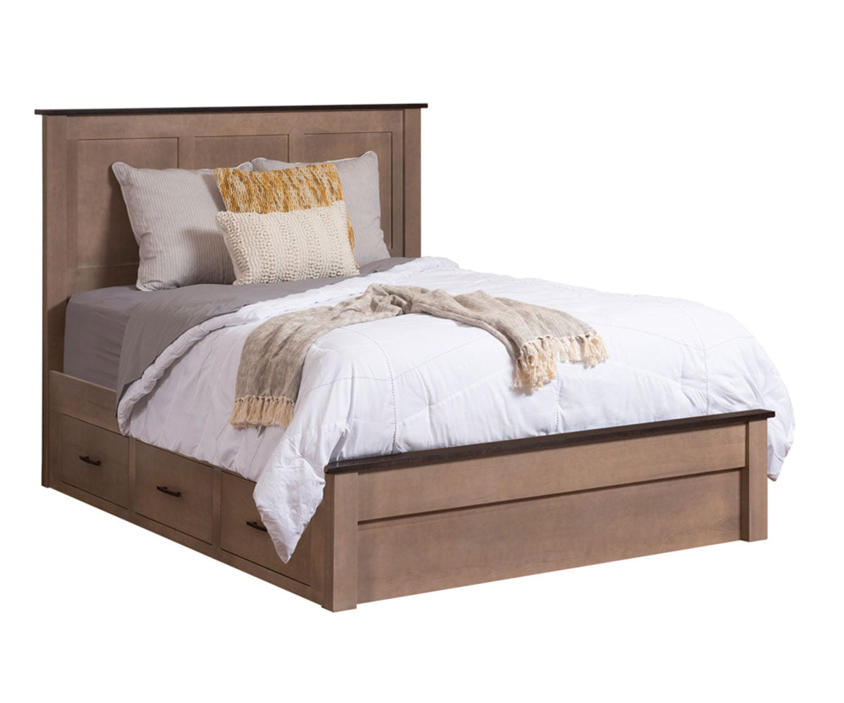Millcraft Williamsport Panel Bed With Drawer Units - Amish Handcrafted Solid Wood